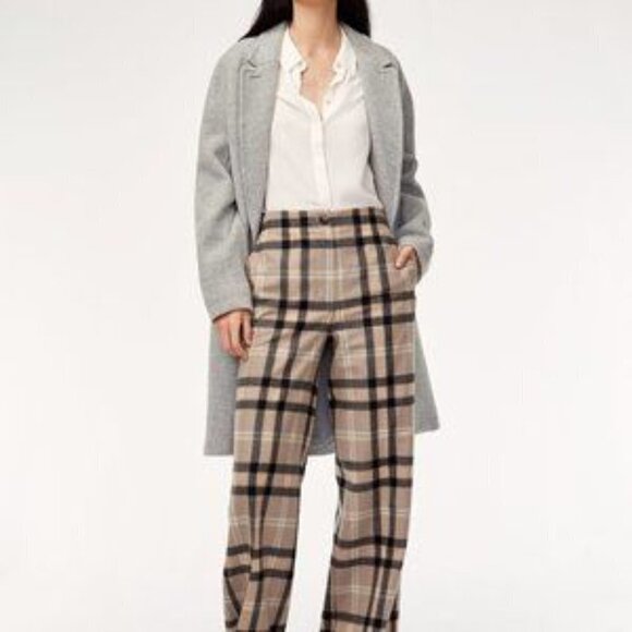 WILFRED Arizia Madelon Trousers Plaid Wide Leg Wool/Cashmere Blend Women's - Picture 2 of 16